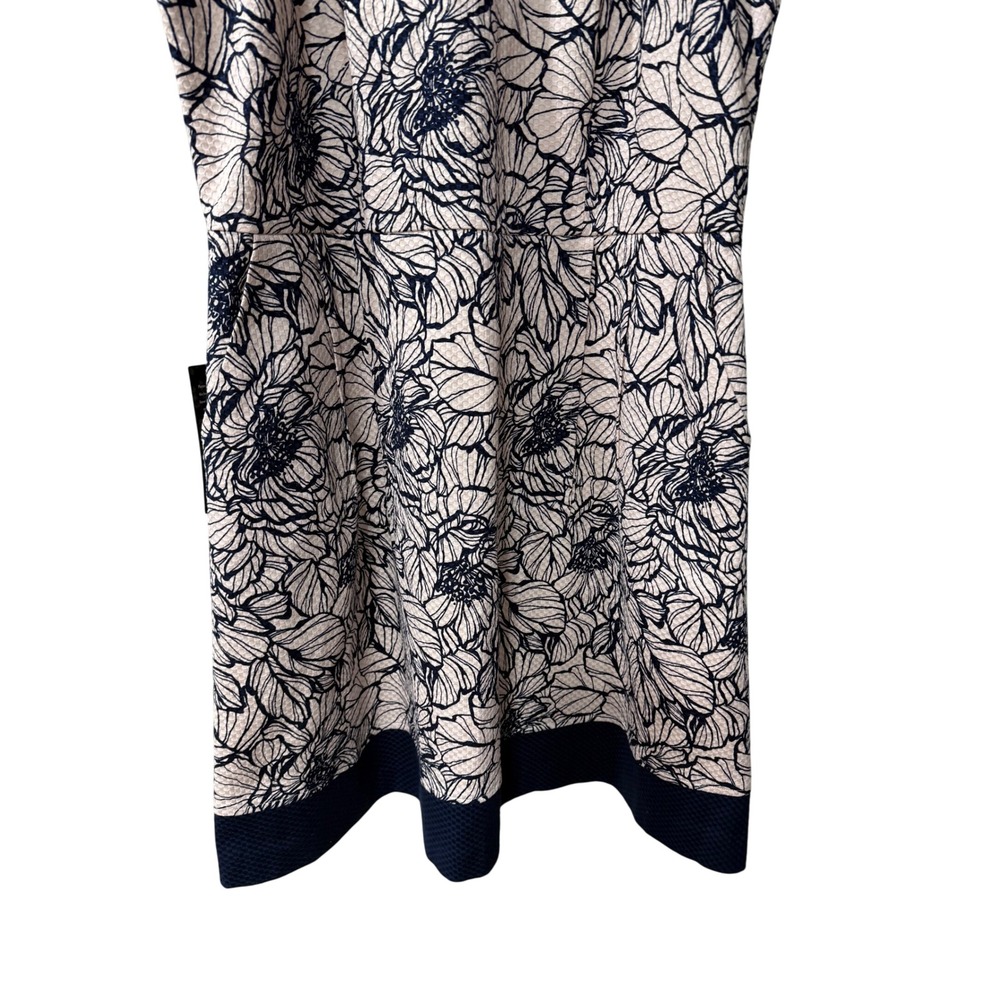 The Limited Floral Fit & Flare Dress Size 16 Pink Navy Sleeveless Pockets NWT - Picture 9 of 13